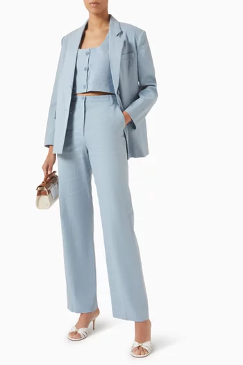 Tailored Cropped Vest Top in Linen-blend