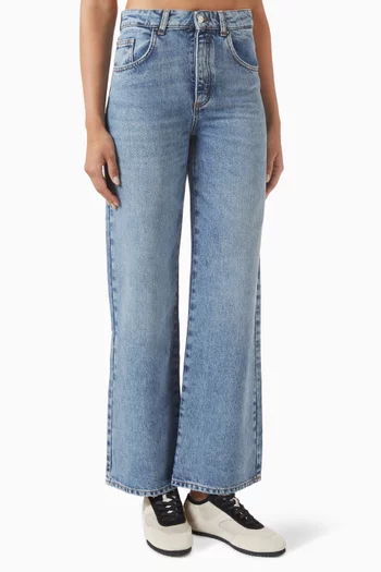 Washed Wide-leg Jeans in Denim