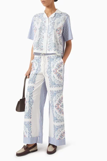 Embroidered Striped Shirt in Cotton