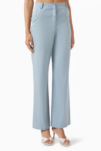 Straight-leg Pants in Linen-blend