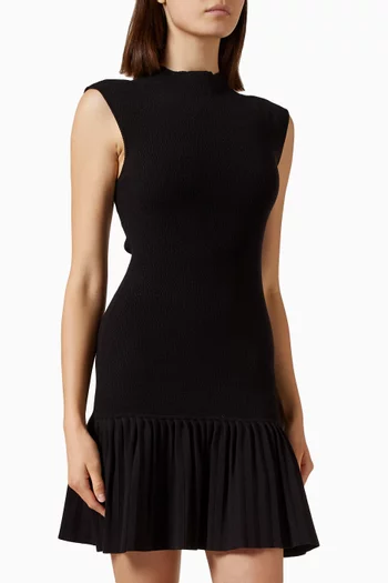 Pleated Mini Dress in Knit