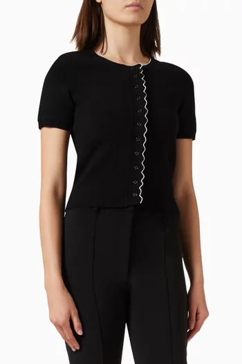 Contrast-trim Cardigan in Knit
