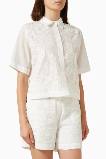 Embroidered Shirt in Cotton-blend