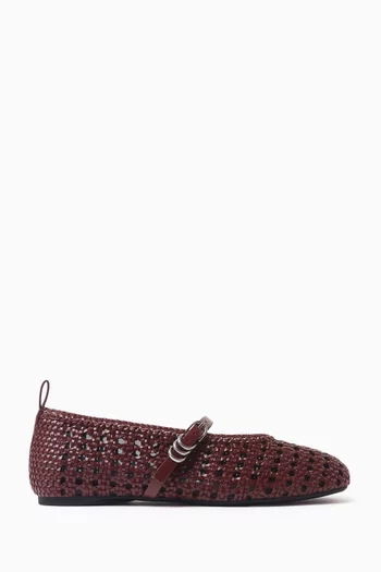 Spire Mary Jane Flats in Woven Leather