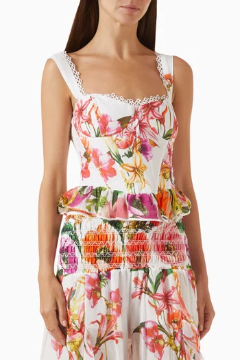 Floret Bustier Top in Cotton-blend