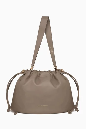 Midi Charlotte Drawstring Clutch in Soft Nappa