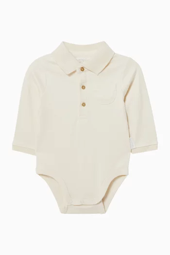 Thick Polo Bodysuit in Organic Cotton