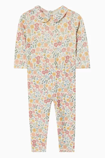 Wild Flower Printed Collar Bodysuit in Organic Cotton