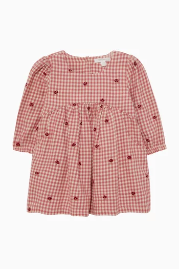 Gingham Toadstool Dress in organic cotton