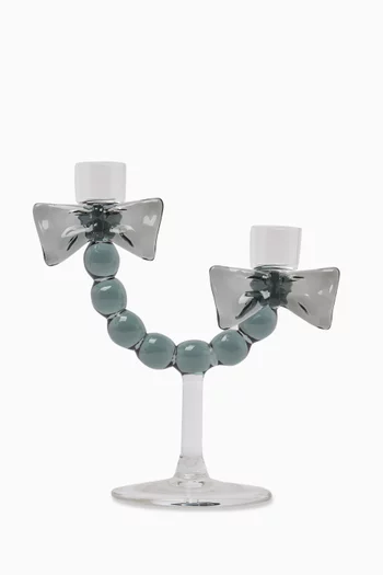 Double Bow Candle Holder in Glass