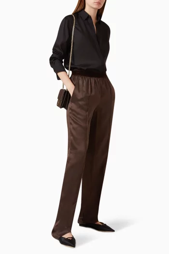 Straight-leg Pants in Silk Satin