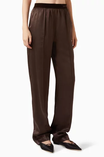 Straight-leg Pants in Silk Satin