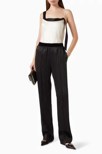 Straight-leg Pants in Silk Satin