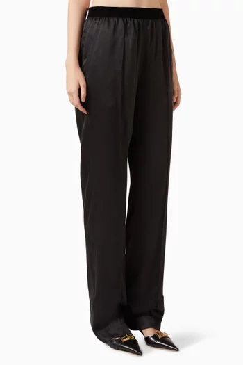 Straight-leg Pants in Silk Satin