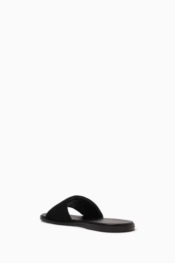 Logo Flat Sandals in Suede