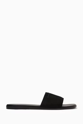 Logo Flat Sandals in Suede