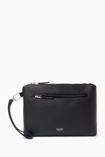 Wrist Strap Clutch Bag in leather