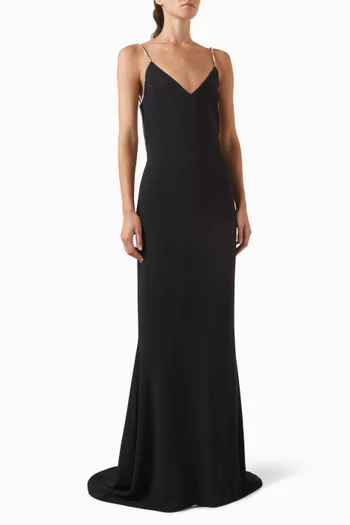 Crystal-chain Dress in Satin