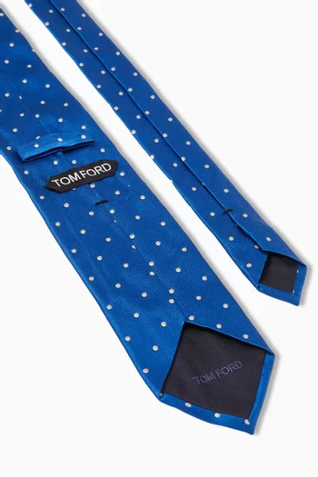 Polka Dot-print Tie in Silk