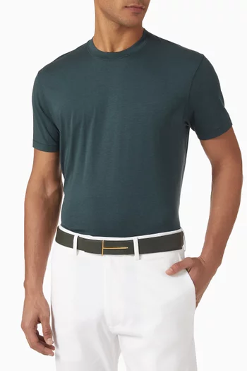 T-logo Belt in Leather