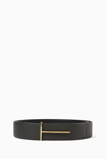 T-logo Belt in Leather