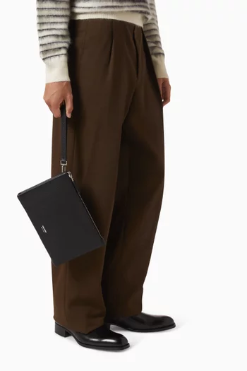 Slim Wristlet Pouch in Grain Leather