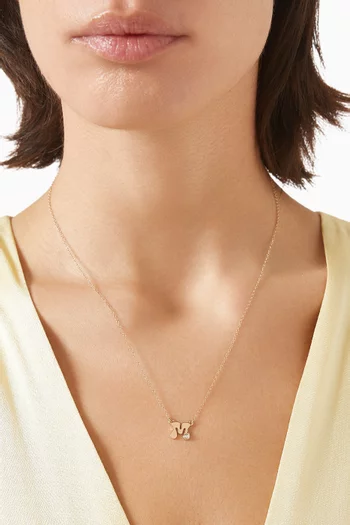 Mini Stellar Letter M Necklace in 14kt Gold