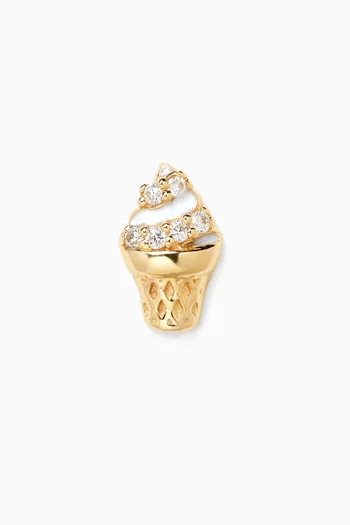 Ice Cream Cone Single Stud Earring in 14kt Gold