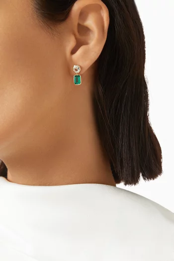 Lab-grown Topaz & Emerald Drop Earrings in 14kt Gold