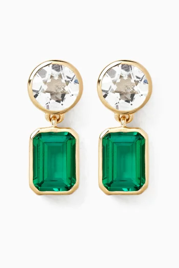 Lab-grown Topaz & Emerald Drop Earrings in 14kt Gold