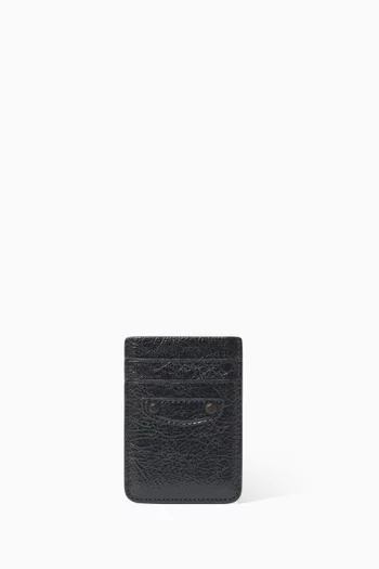 Le City Magnet Card Holder in Arena Lambskin