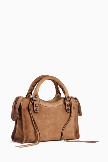 Mini Le City Bag in Waxed Suede