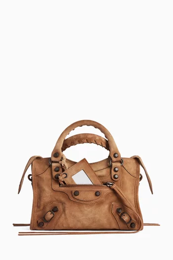 Mini Le City Bag in Waxed Suede