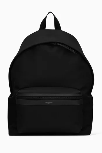 City Backpack in ECONYL®, Smooth Leather & Nylon