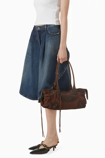Le City East-West Bag in Waxed Suede