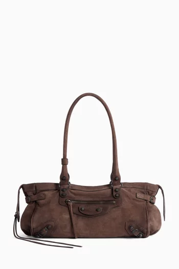 Le City East-West Bag in Waxed Suede