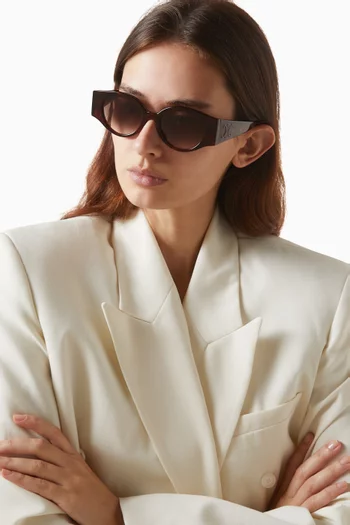 Triomphe Stamp Havana Round Sunglasses