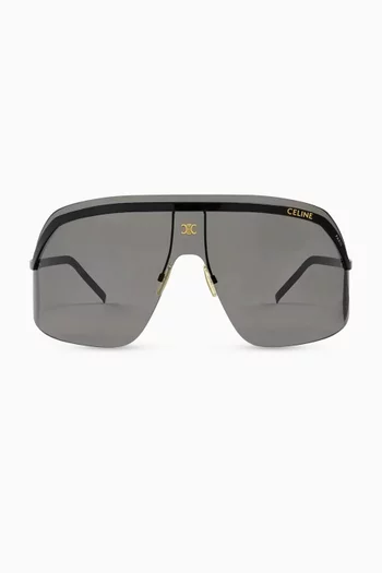 Morning Shade Wrap Around Sunglasses in Metal