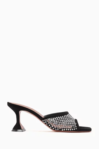 Lupita Crystal Net 70 Mule Sandals in Suede