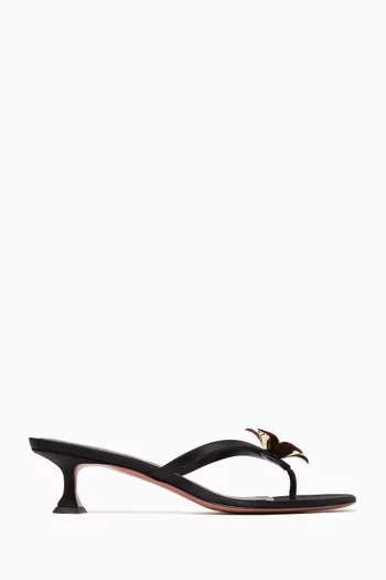 Vittoria Thong 45 Floral-appliqué Mules in Satin