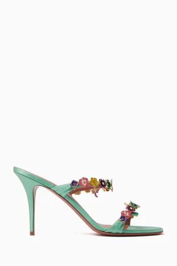 Vittoria 90 Floral Embellished Sandals in Satin