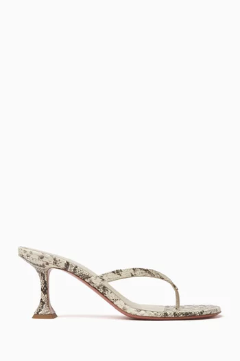 Juliette 70 Thong Mules in Snake-print Leather