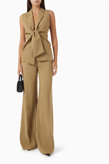 Tie-front Blazer Vest in Linen Blend
