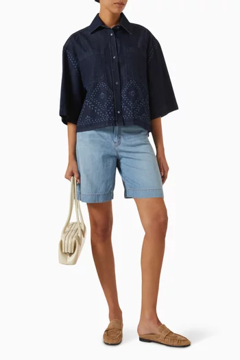 Cropped Laser-cut Shirt