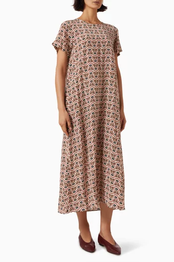 Printed T-shirt Maxi Dress in Silk