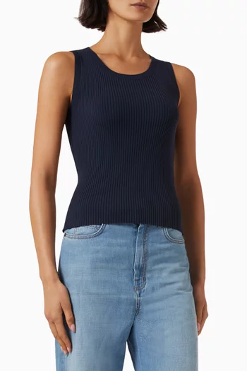Ribbed Sweater Top in Stretch Viscose