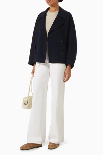 Adele Double Drap Pea Coat in Wool