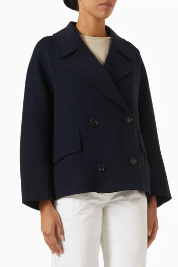 Adele Double Drap Pea Coat in Wool
