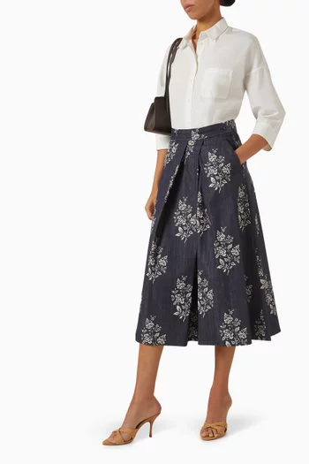 Flared Maxi Skirt in Denim