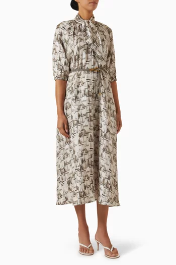 Ottimo Printed Midi Dress in Silk-twill